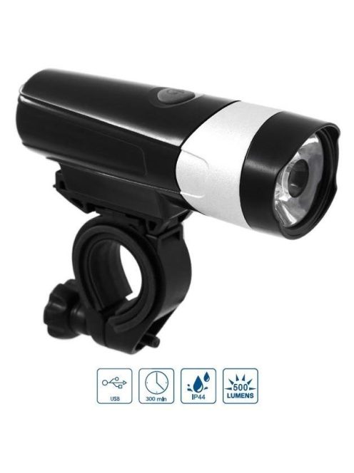 Lámpa első VeloGo 1x6W led USB 500 Lumen