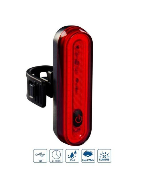 Villogó hátsó VeloGo USB 30 Lumen (COB) led